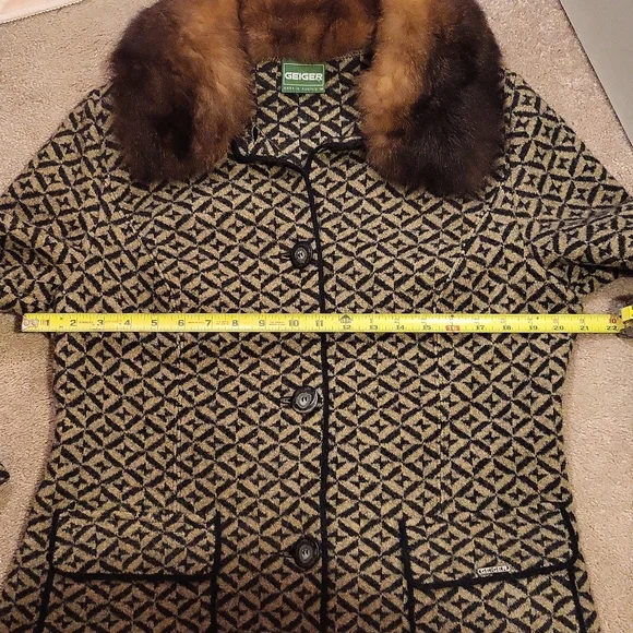 GEIGER Fur Trim Wool Coat - Picture 4 of 9